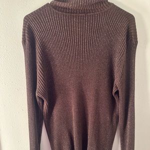 Dark brown turtleneck with glittery threads all throughout